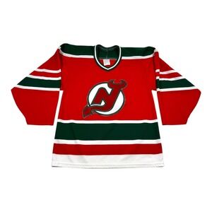 Vintage New Jersey Devils Jersey Mens Small Red Green NHL Hockey Stevens 4 CCM